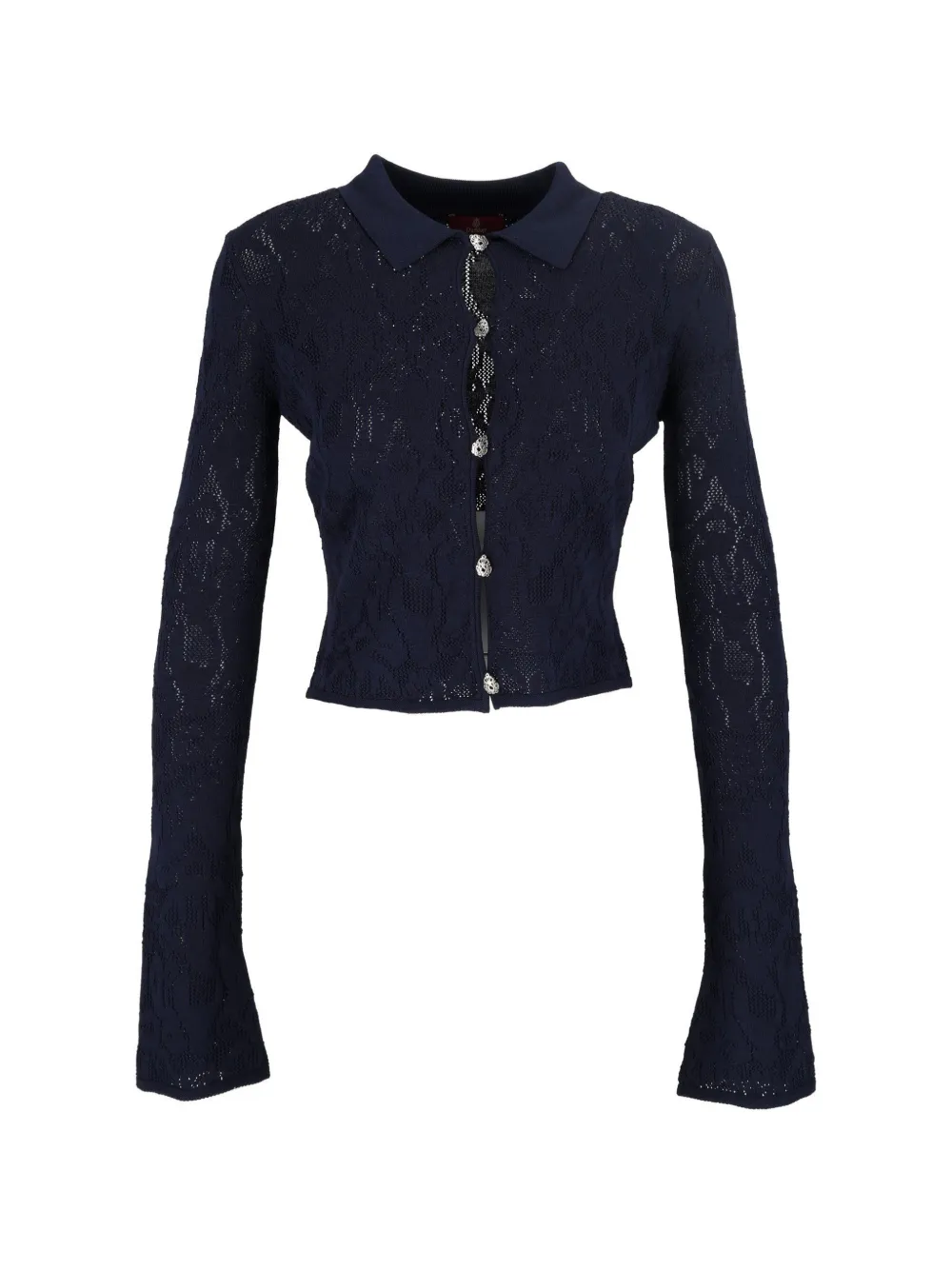 DONDUP lace-knit cropped cardigan - Blau