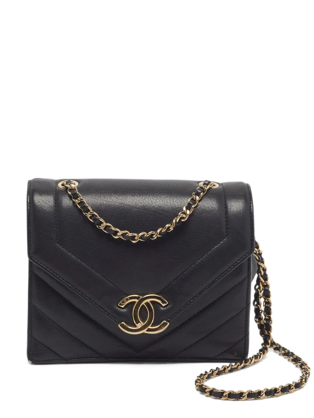 CHANEL Pre-Owned 2019 mini Coco Envelope Chevron cross body bag - Black