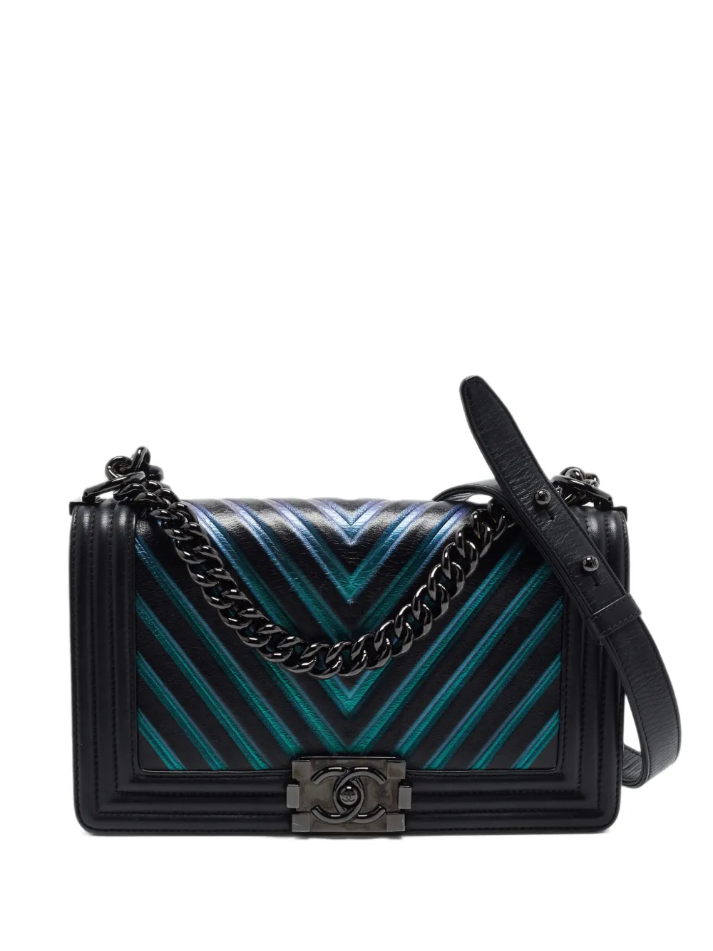 CHANEL Pre-Owned 2017-2018 Boy Chanel chevron shoulder bag - Black