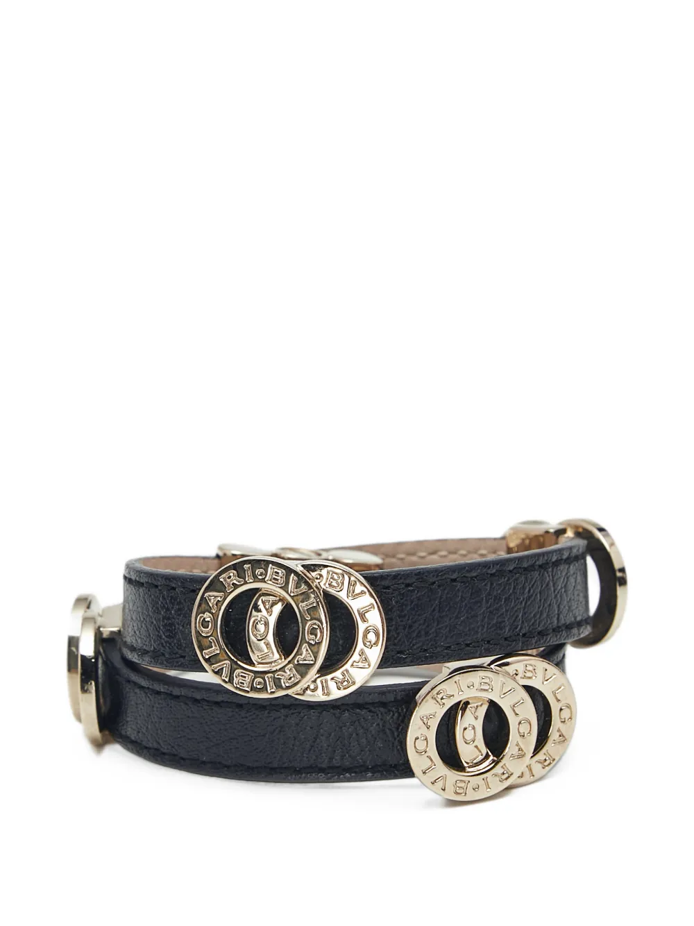 Bvlgari Pre-Owned Circle leather bracelet - Noir Bvlgari Pre-Owned Circle leather bracelet - Noir