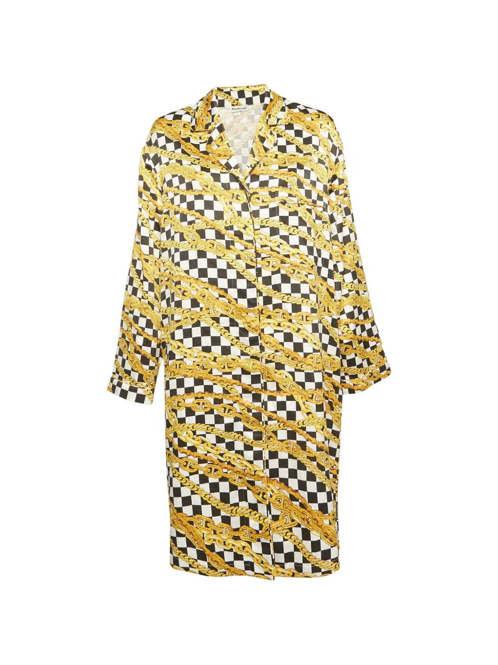 Balenciaga Pre-Owned checked chain-print shirt midi dress - Weiß
