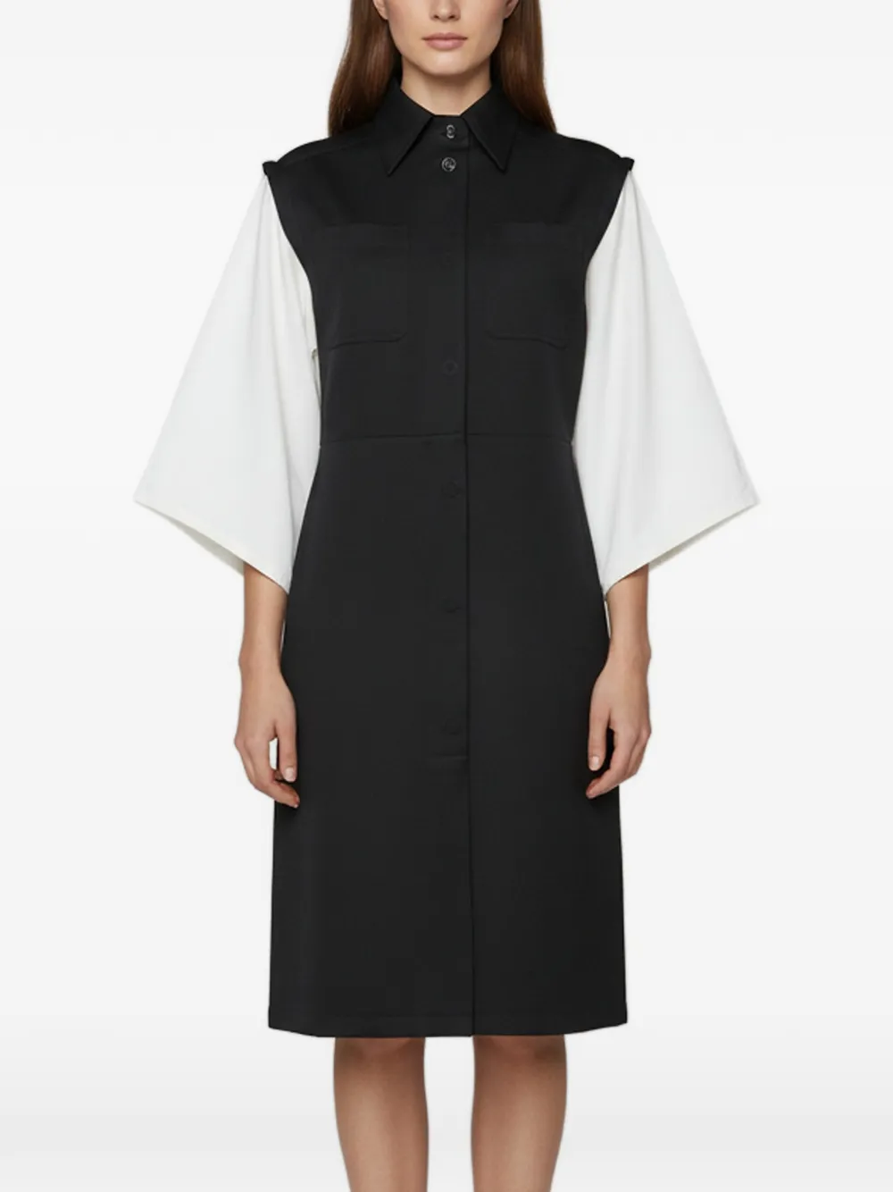 Celine Pre-Owned paneled shirt midi dress - Schwarz