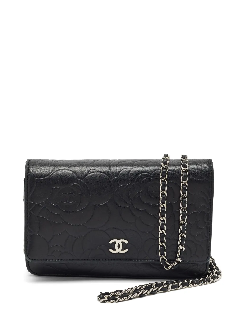 CHANEL Pre-Owned 2010-2011 CC Camellia embossed clutch bag - Nero