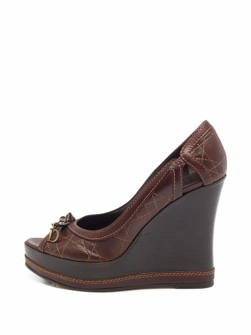 Christian Dior Pre-Owned Cannage Peeptoe-Pumps - Braun