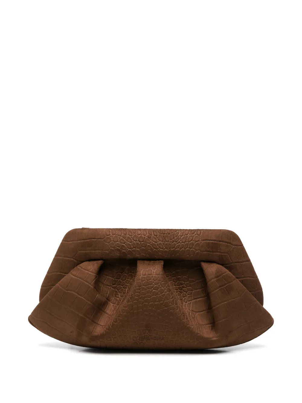 Themoirè croc-effect Bios clutch bag - Marrone