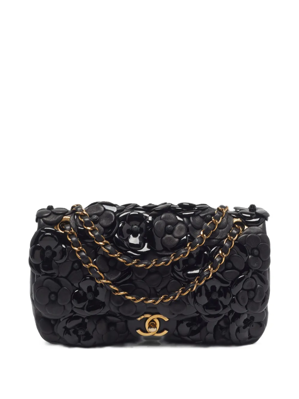 CHANEL Pre-Owned 2014-2015 CC Camellia flap bag - Black