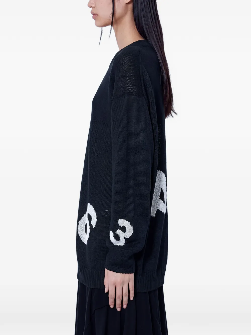 Yohji Yamamoto numeric-motif long-sleeve sweater Zwart
