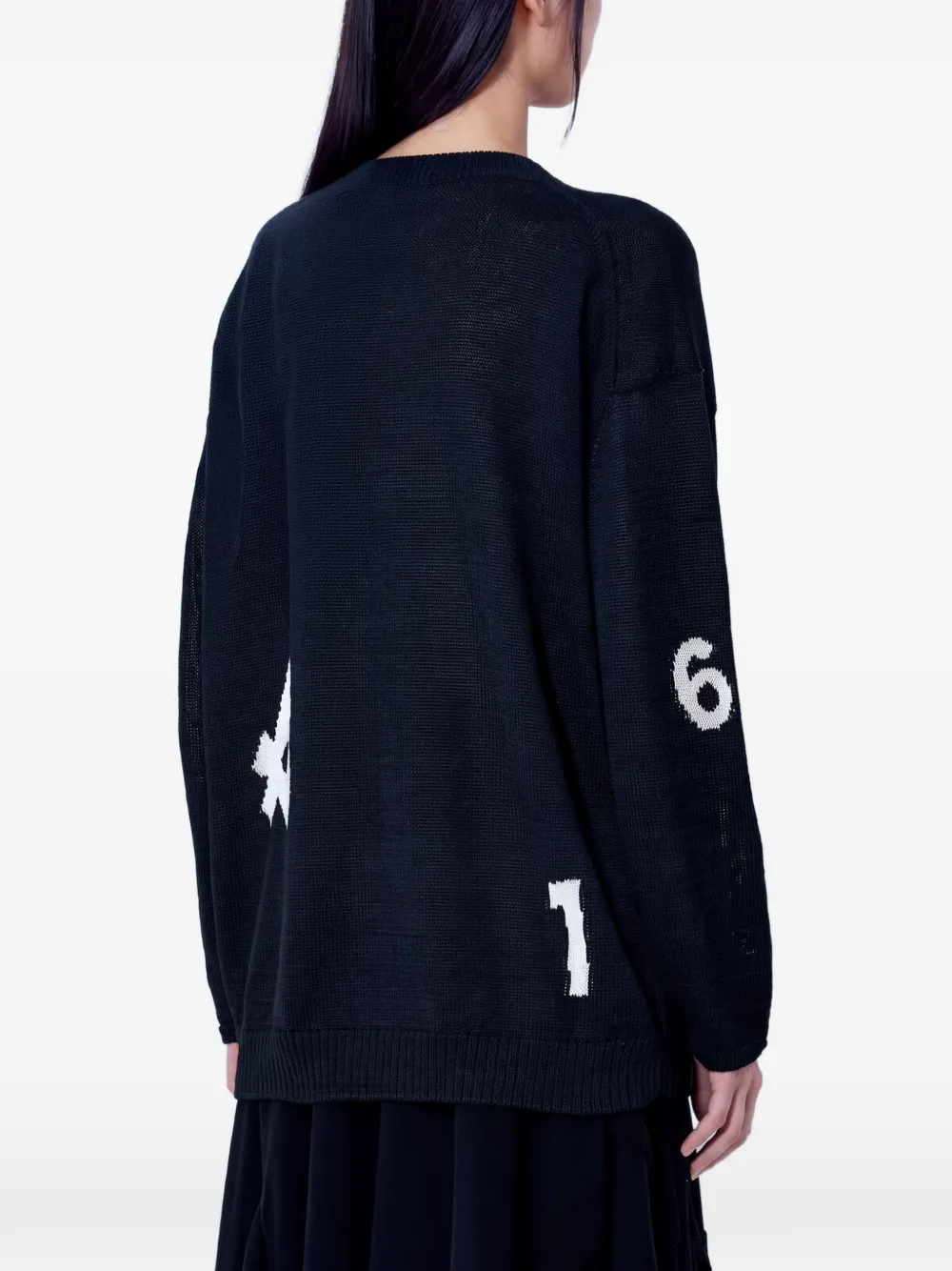 Yohji Yamamoto numeric-motif long-sleeve sweater Zwart