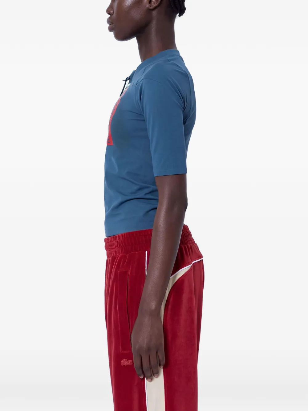 Lacoste Runway zipped printed stretch T-shirt Blauw