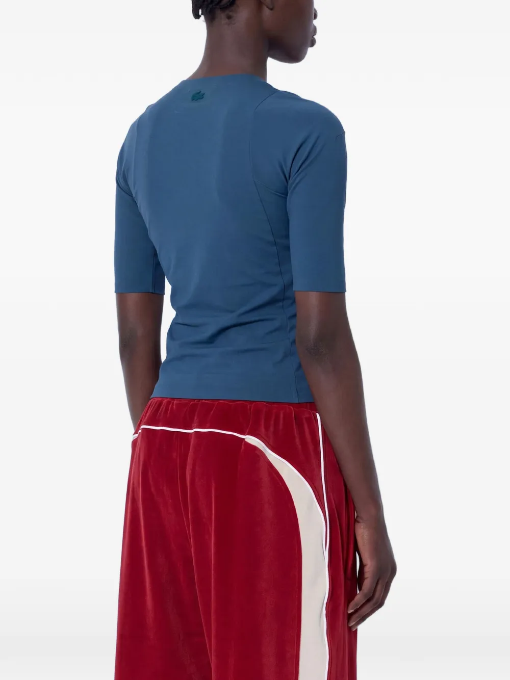 Lacoste Runway zipped printed stretch T-shirt Blauw