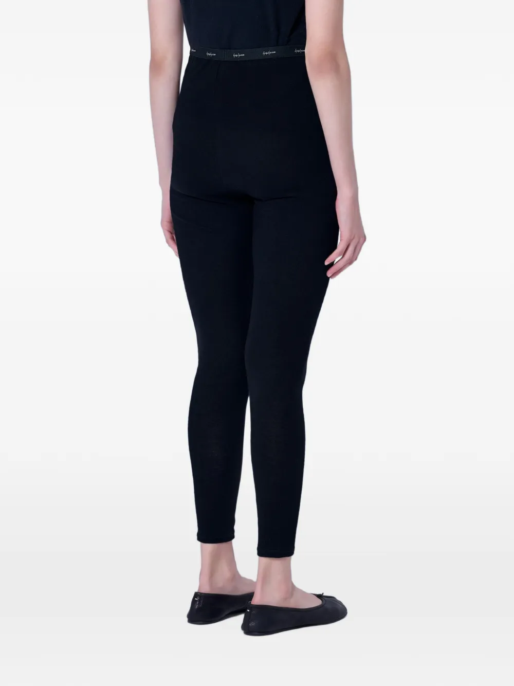 Yohji Yamamoto elasticated-waistband leggings Zwart