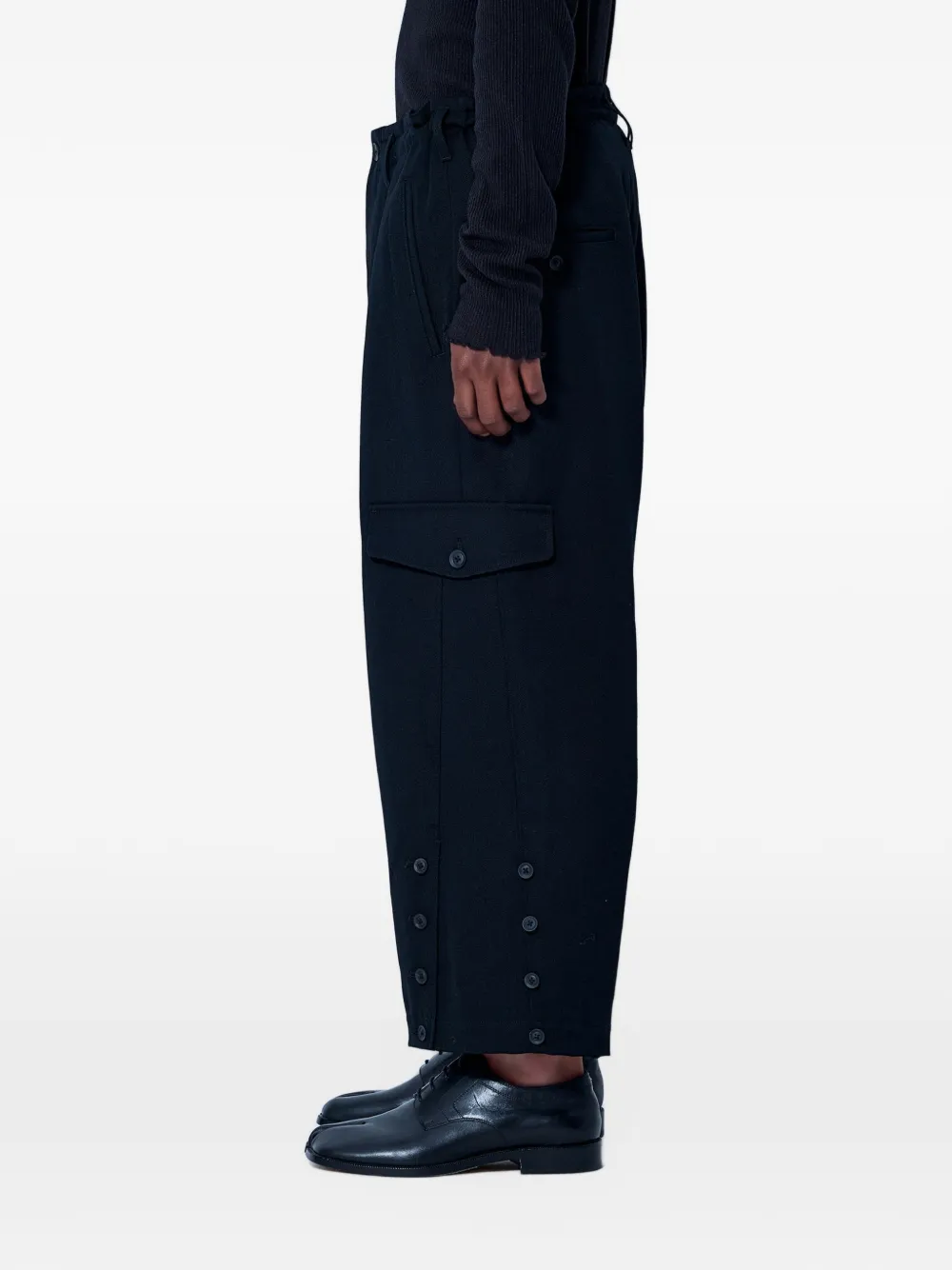 Yohji Yamamoto button-detail wide-leg cargo pants Zwart