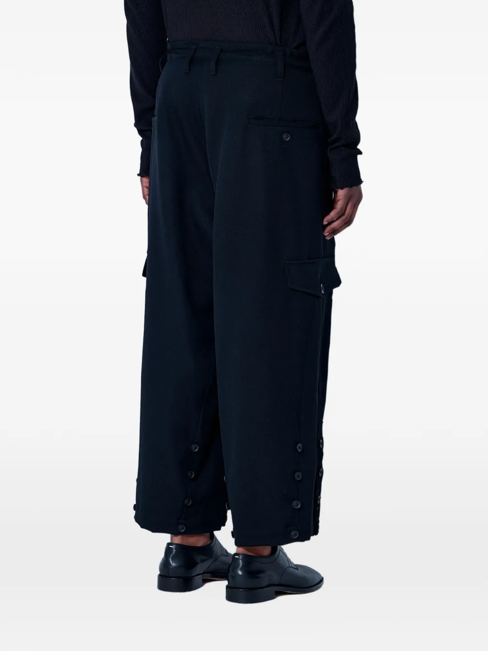 Yohji Yamamoto button-detail wide-leg cargo pants Zwart