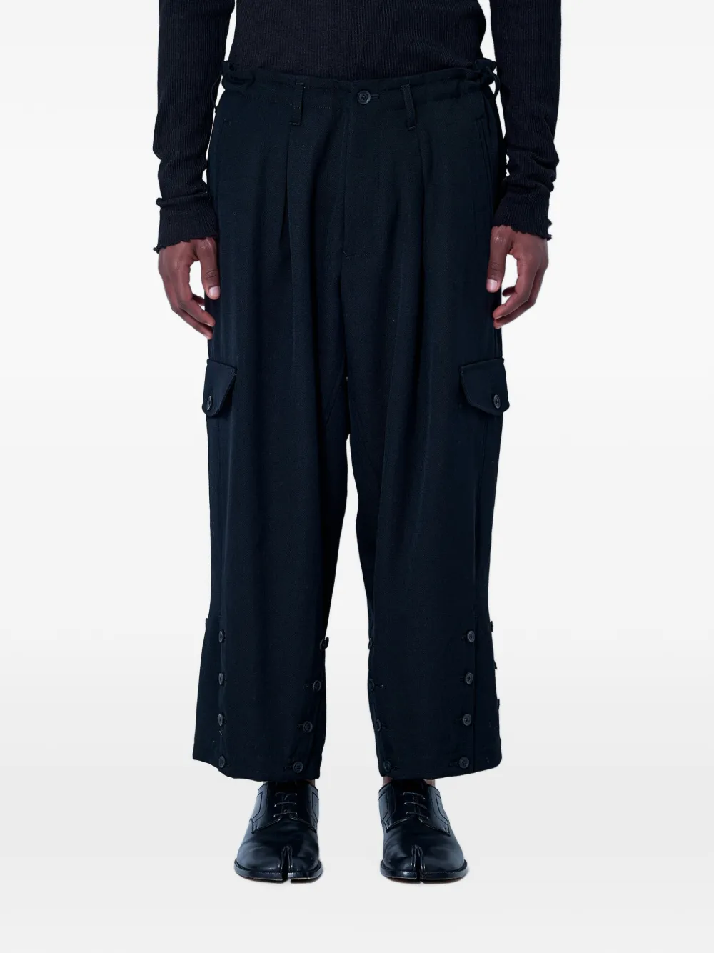 Yohji Yamamoto button-detail wide-leg cargo pants - Nero