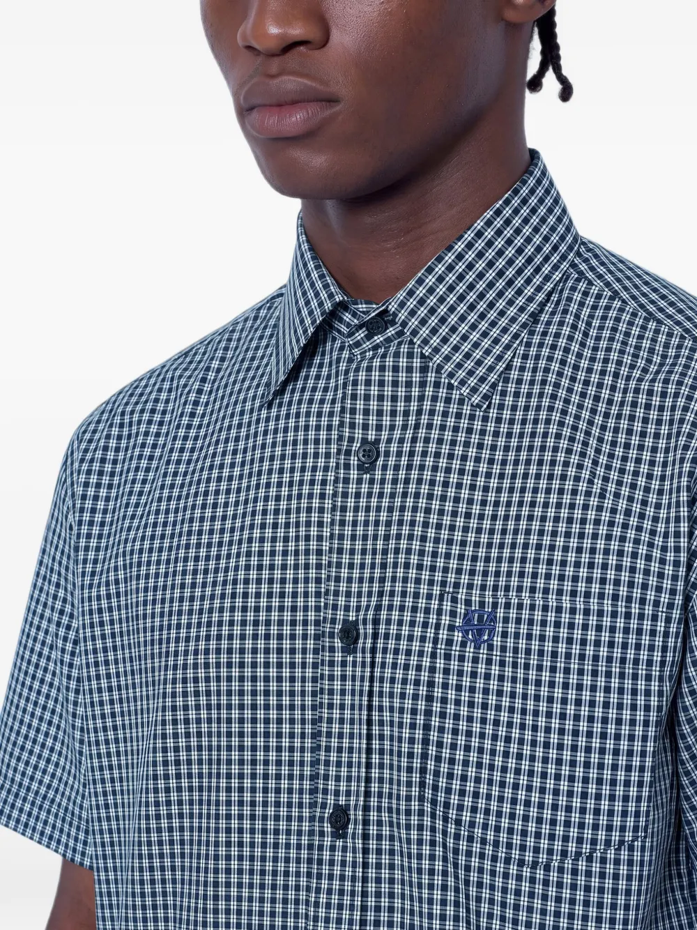 VETEMENTS checked short-sleeve shirt Zwart