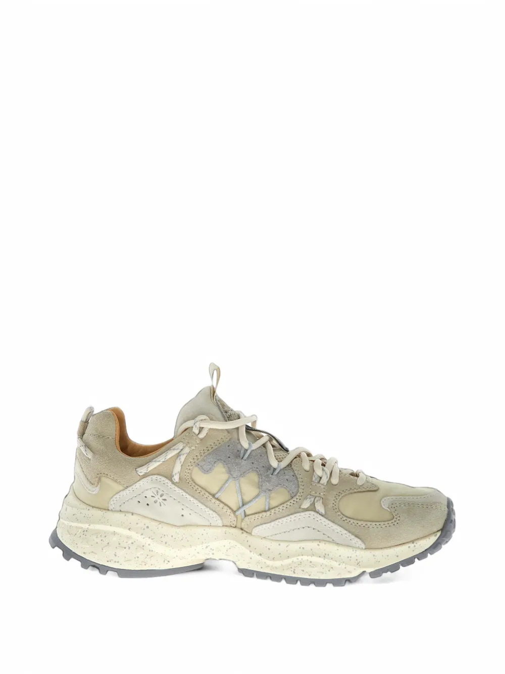 Flower Mountain Yamabushi Uni Panelled Speckled-sole Sneakers In White