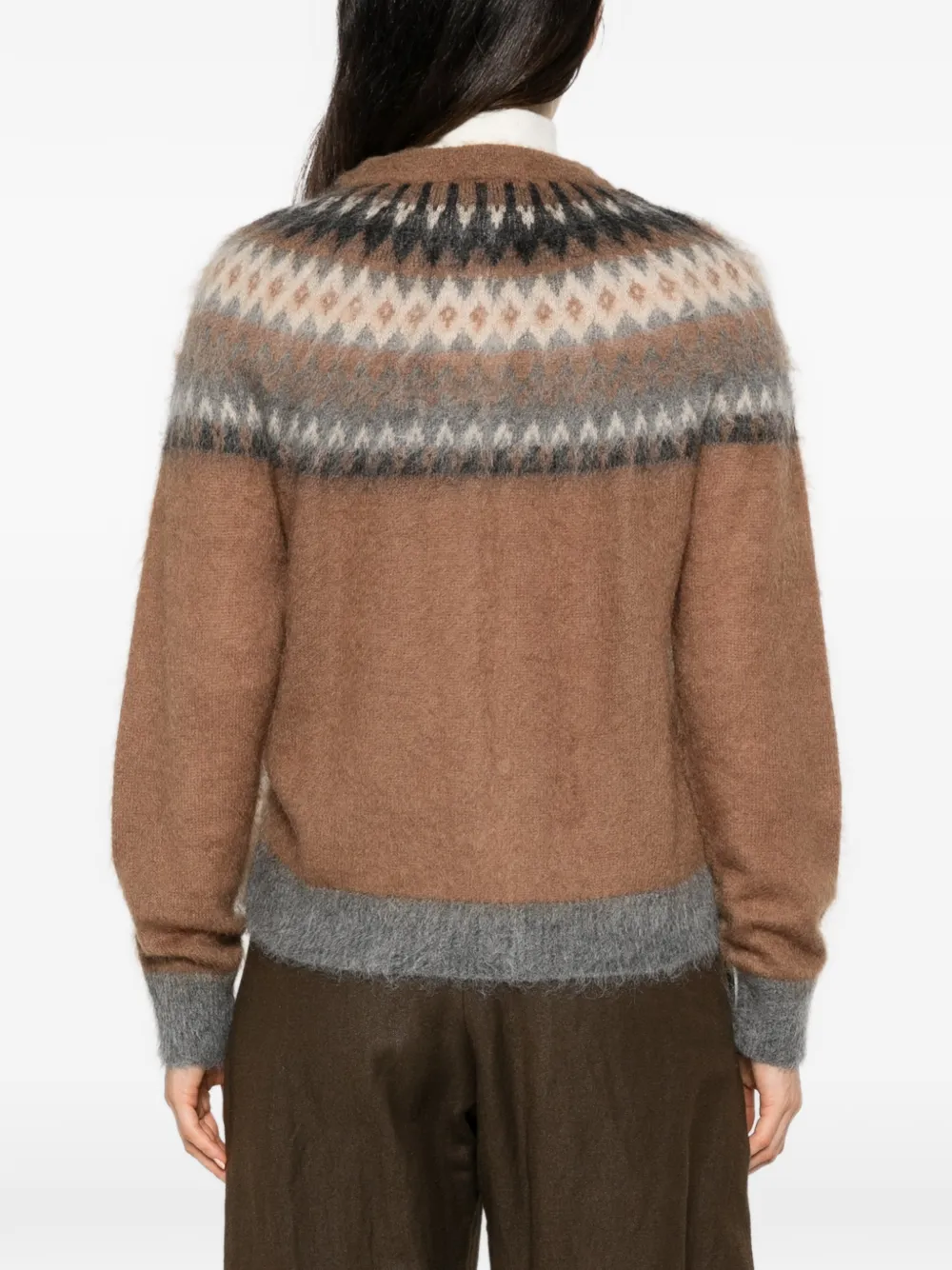 Max Mara Fair Isle brushed cardigan Bruin
