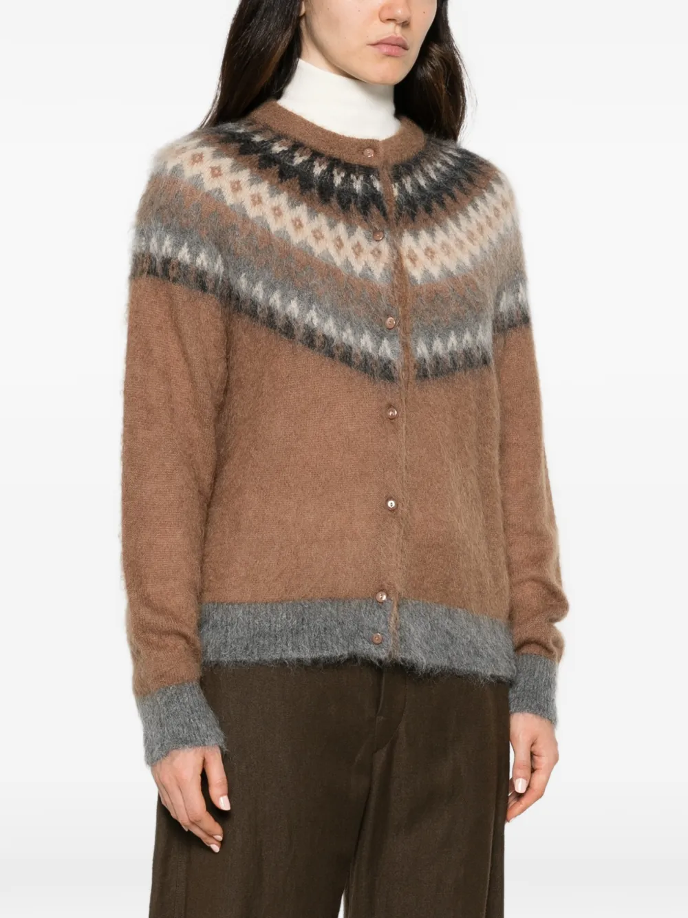 Max Mara Fair Isle brushed cardigan Bruin