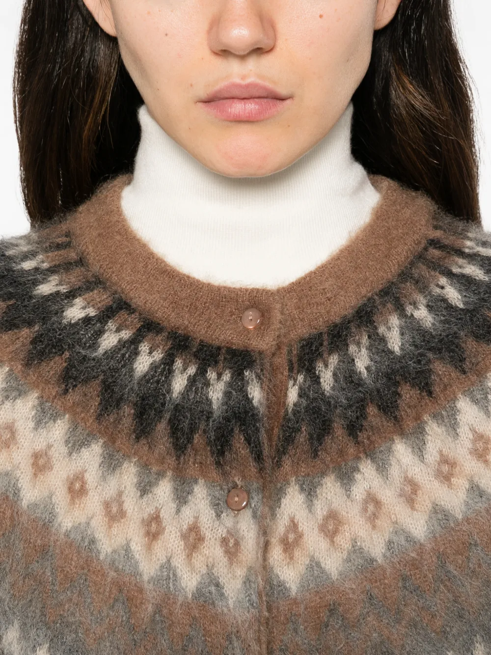 Max Mara Fair Isle brushed cardigan Bruin
