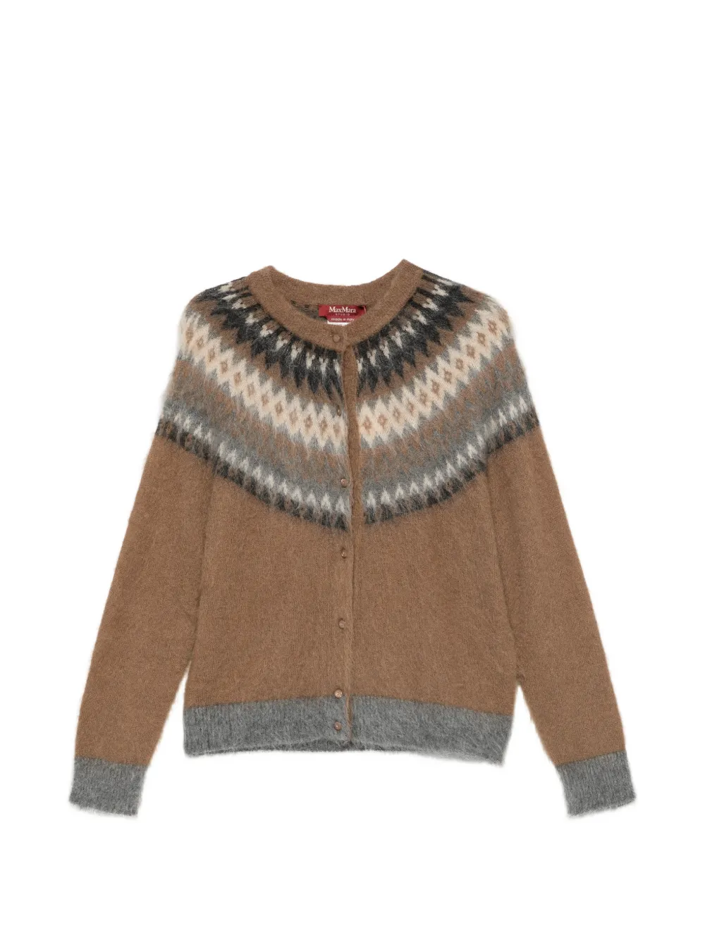 Max Mara Fair Isle brushed cardigan - Braun