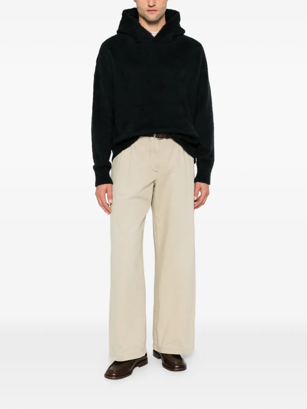 Roberto Collina brushed-knit hoodie Zwart