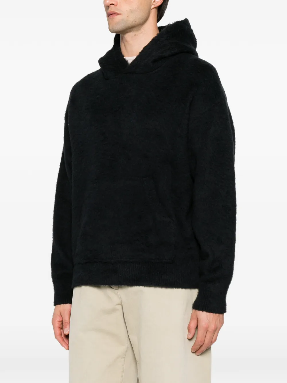 Roberto Collina brushed-knit hoodie Zwart