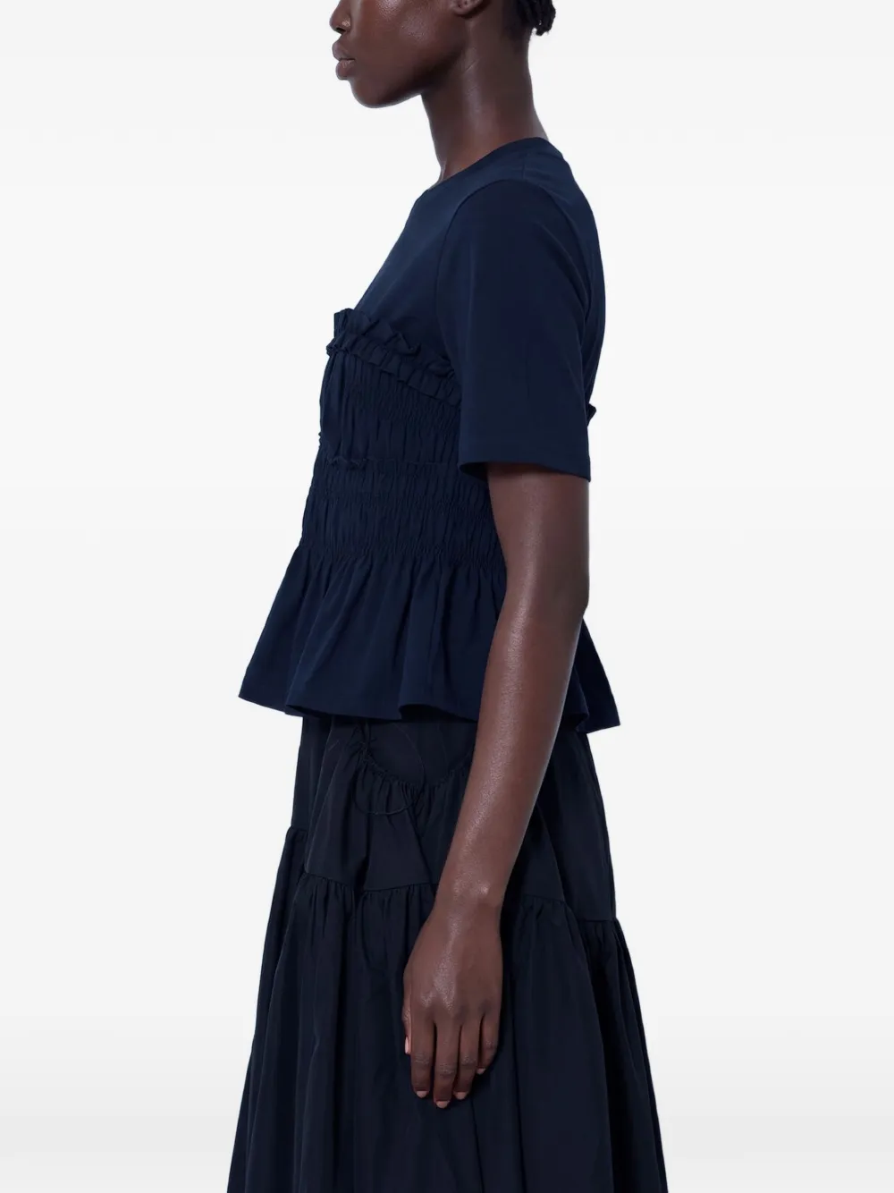 Cecilie Bahnsen Vilde ruched short-sleeve T-shirt Blauw