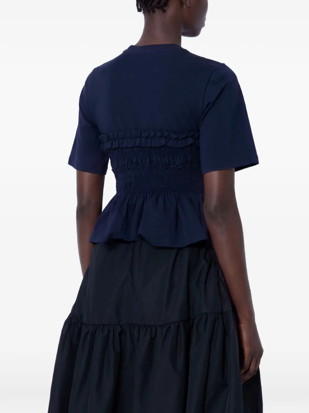 Cecilie Bahnsen Vilde ruched short-sleeve T-shirt Blauw