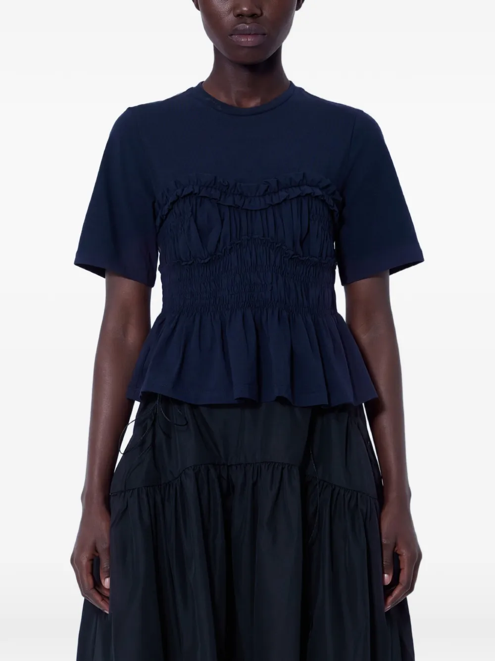 Cecilie Bahnsen Vilde ruched short-sleeve T-shirt Blauw