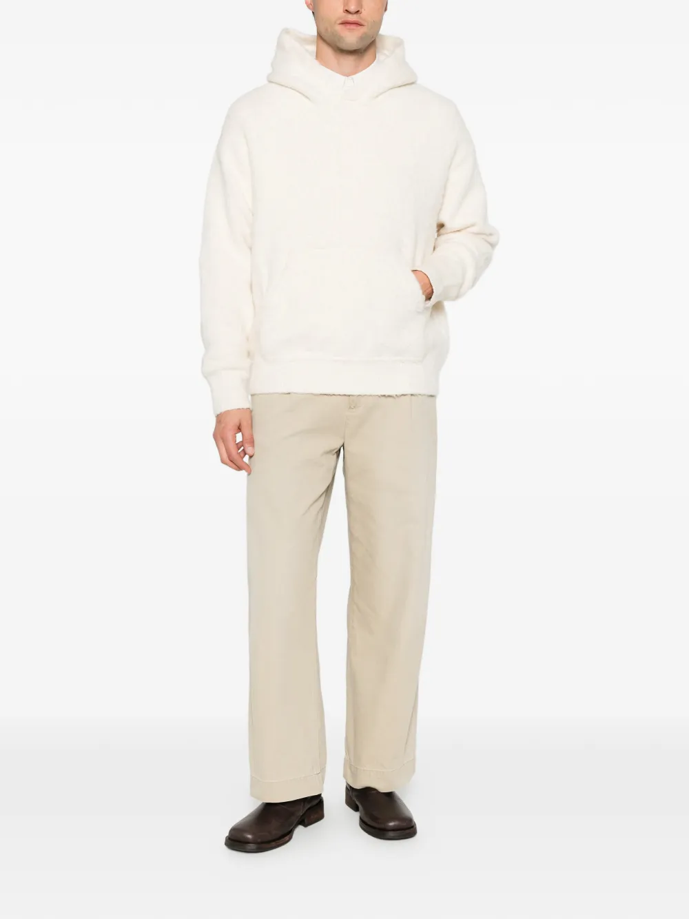 Roberto Collina bouclé-knit hoodie Beige