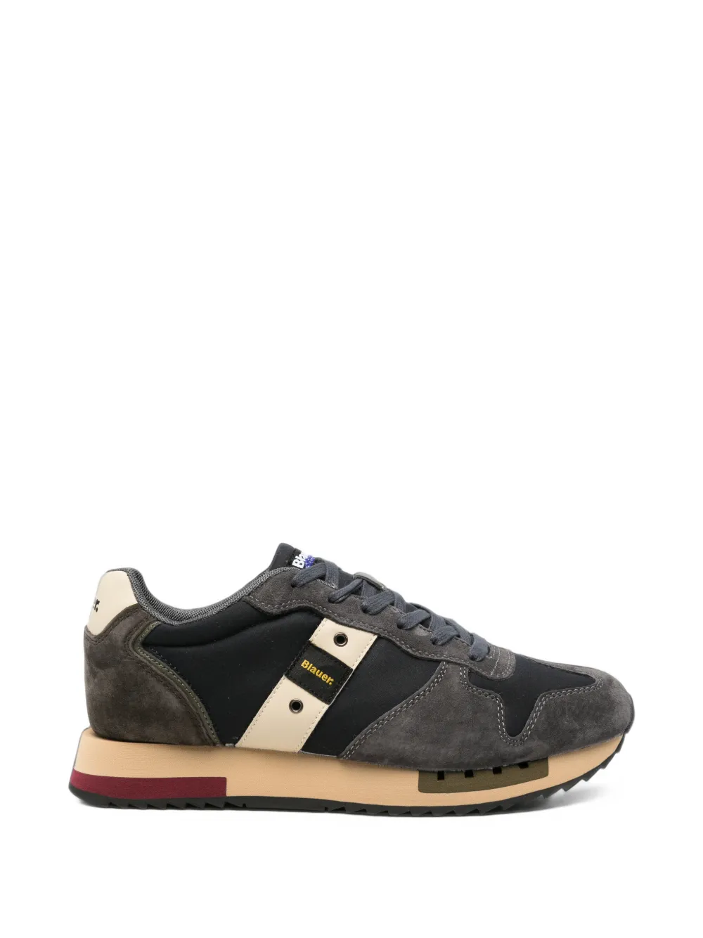 Blauer suede-panelled Queens sneakers - Grau