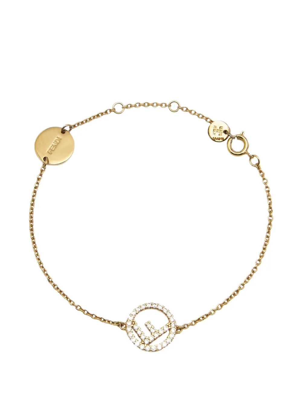 Fendi Pre-Owned F Is Fendi crystal-embellished bracelet - Gold
