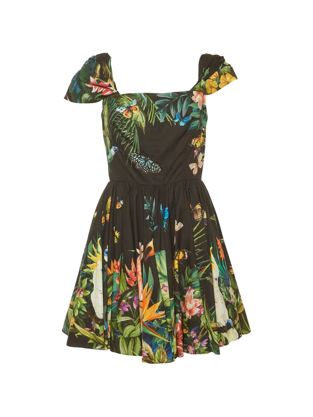 Dolce & Gabbana Pre-Owned jungle-print flared mini dress - Black