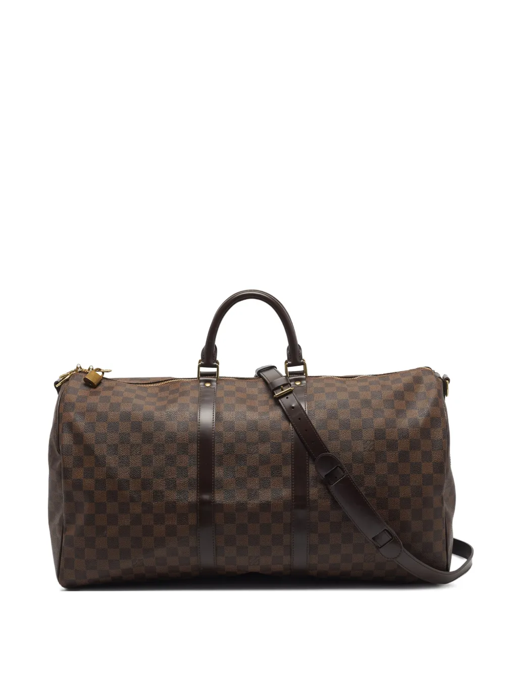 Louis Vuitton Pre-Owned Borsone Keepall Bandoulière 55 in tela Damier Ébène 2016 - Marrone