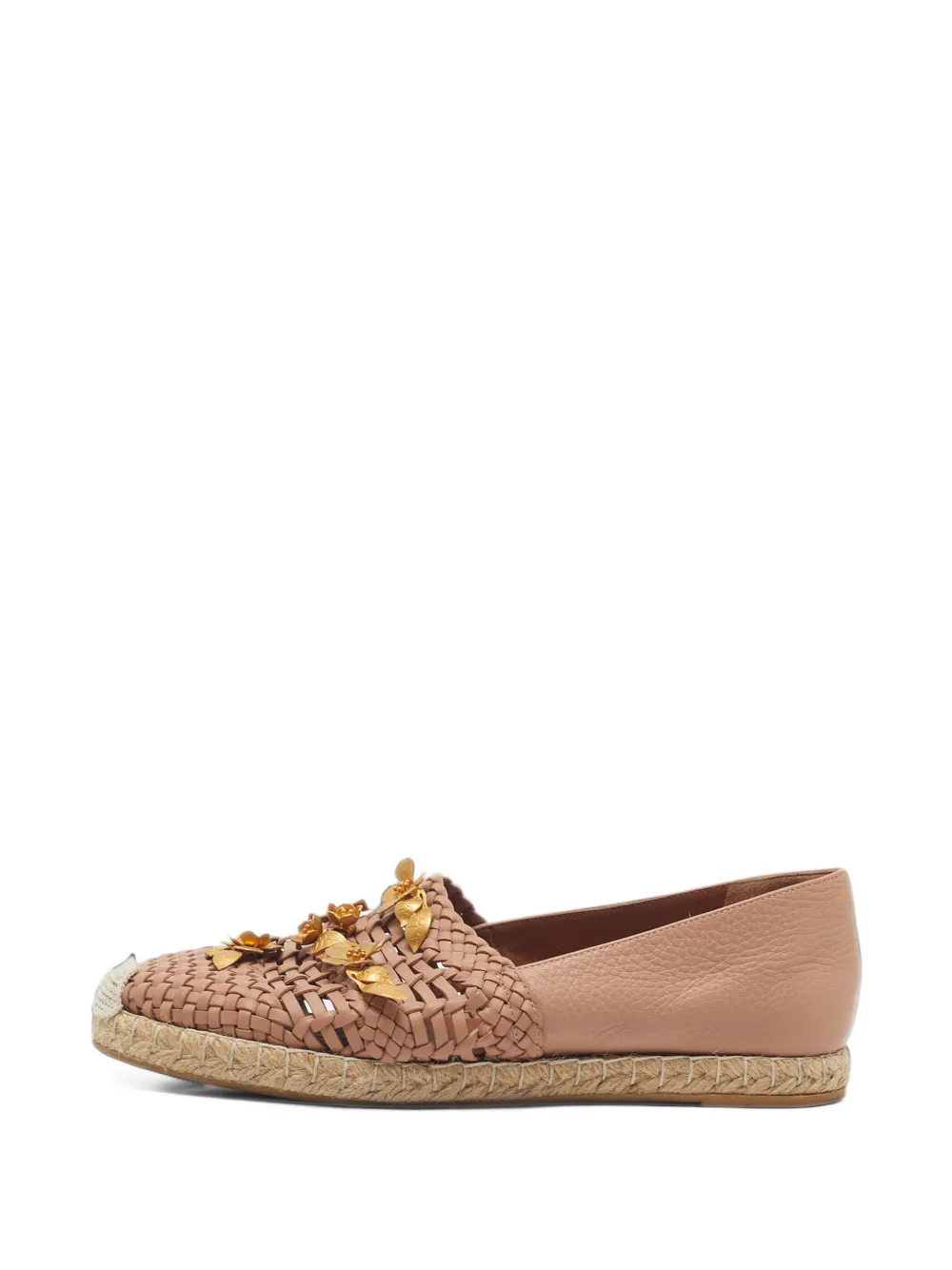 Valentino Garavani Pre-Owned Gewebte Espadrilles mit Blumenverzierung - Nude
