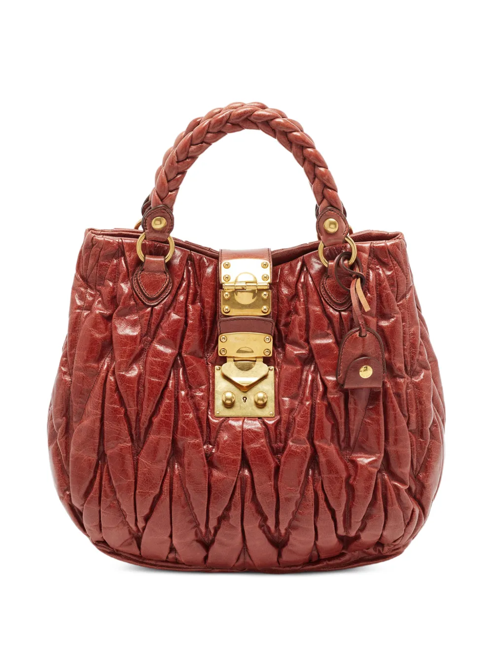 Miu Miu Pre-Owned Matelasse leather tote bag - Marrone