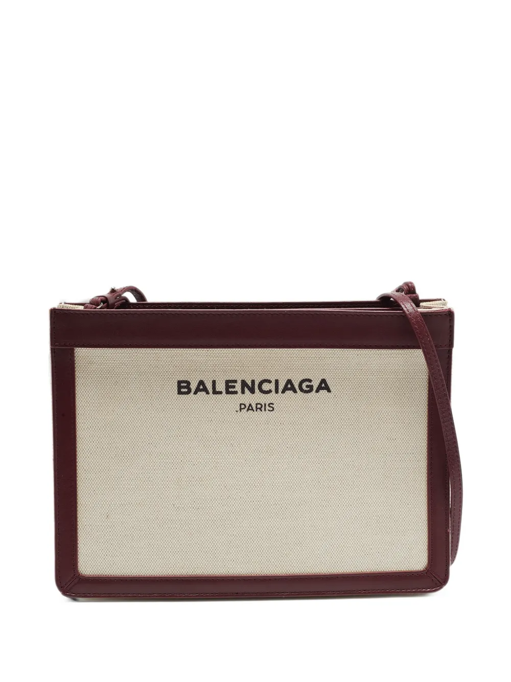 Balenciaga Pre-Owned Navy logo-print crossbody bag - Nude