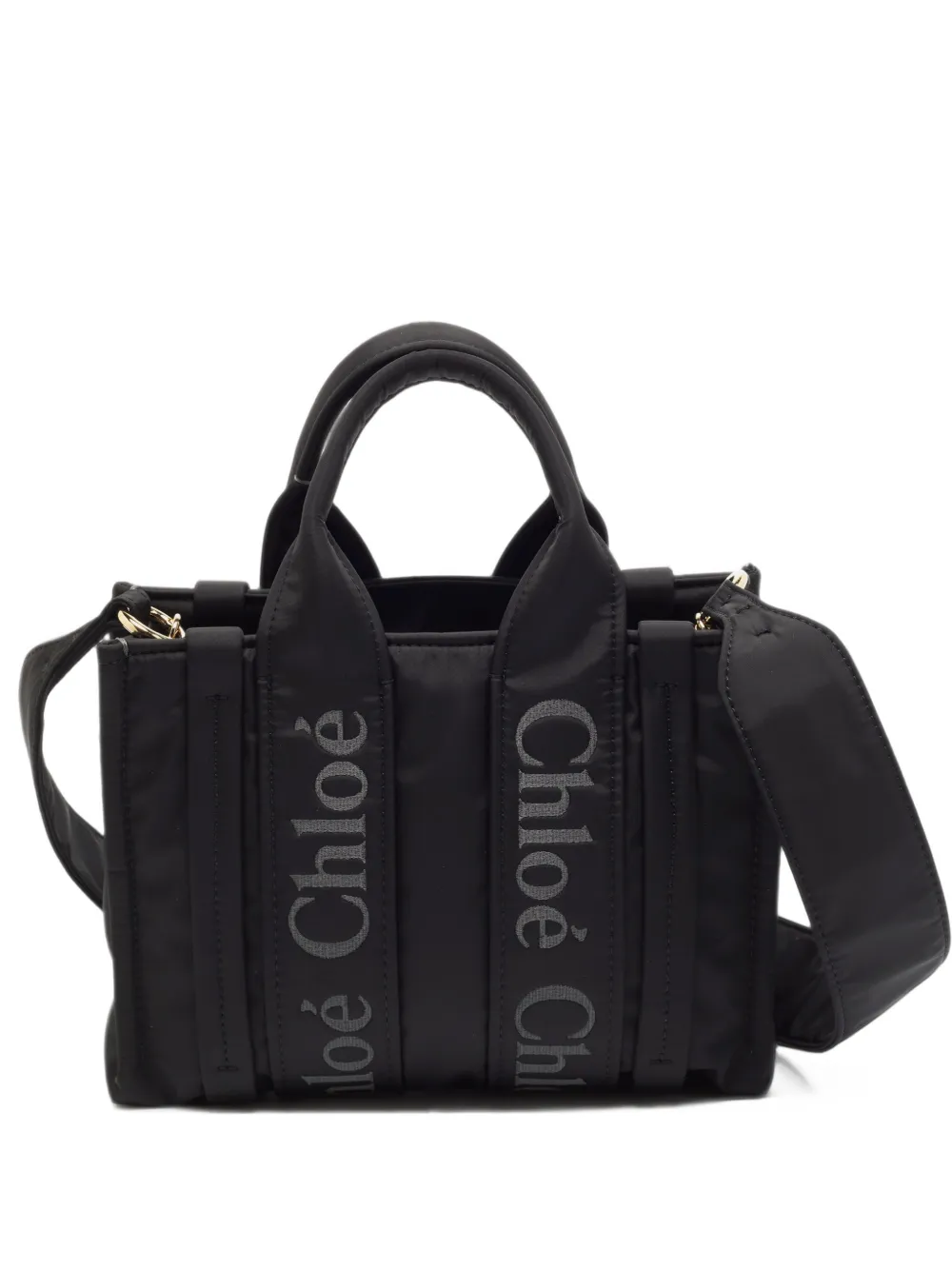 Chloé Pre-Owned small Woody logo-print tote bag - Noir Chloé Pre-Owned small Woody logo-print tote bag - Noir