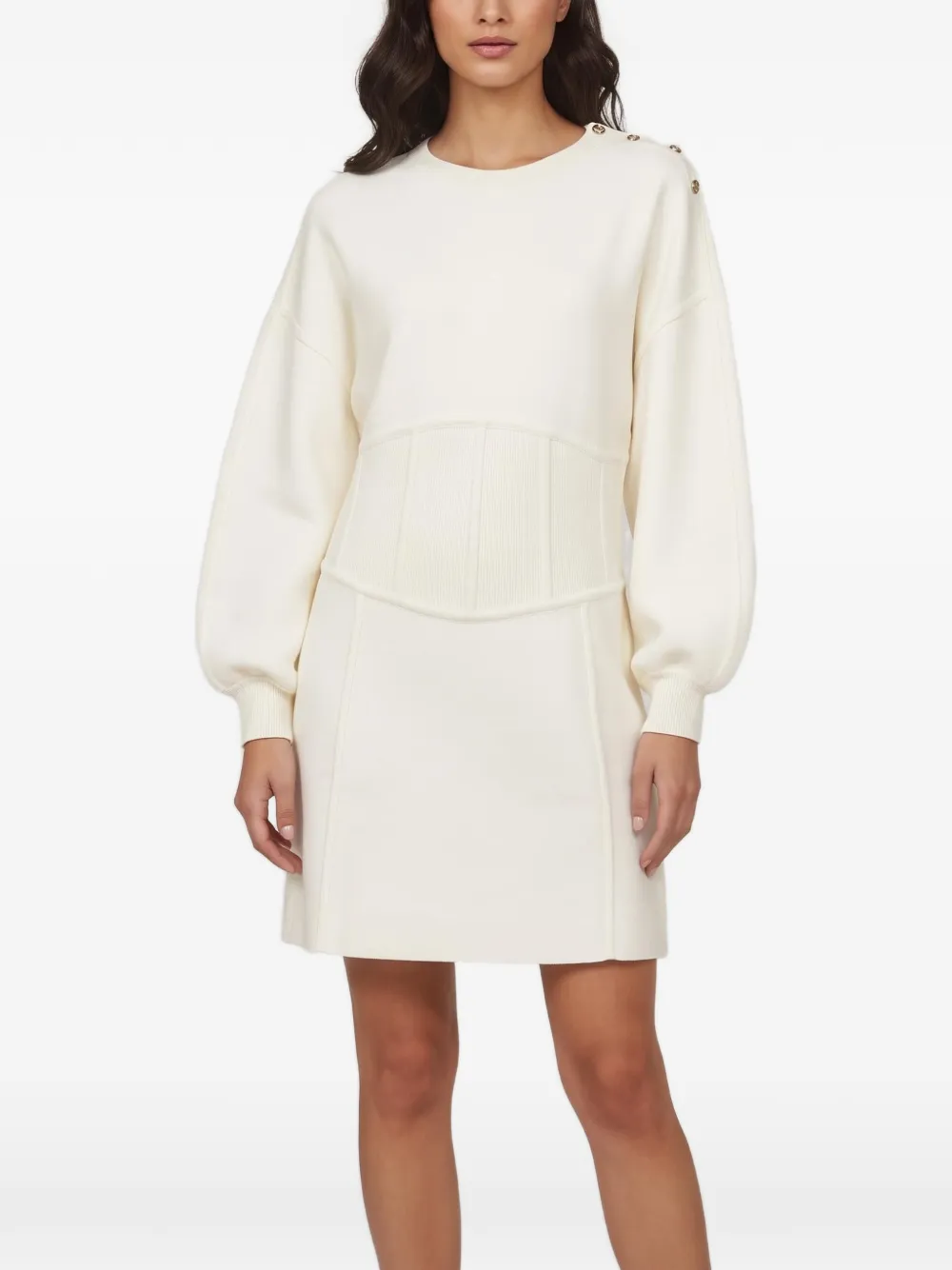 Maje corset-effect knit mini dress - Nude
