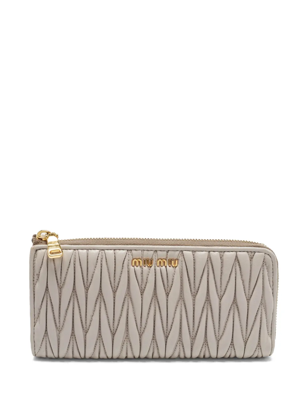 Miu Miu Pre-Owned Matelassé leather wallet - Grigio