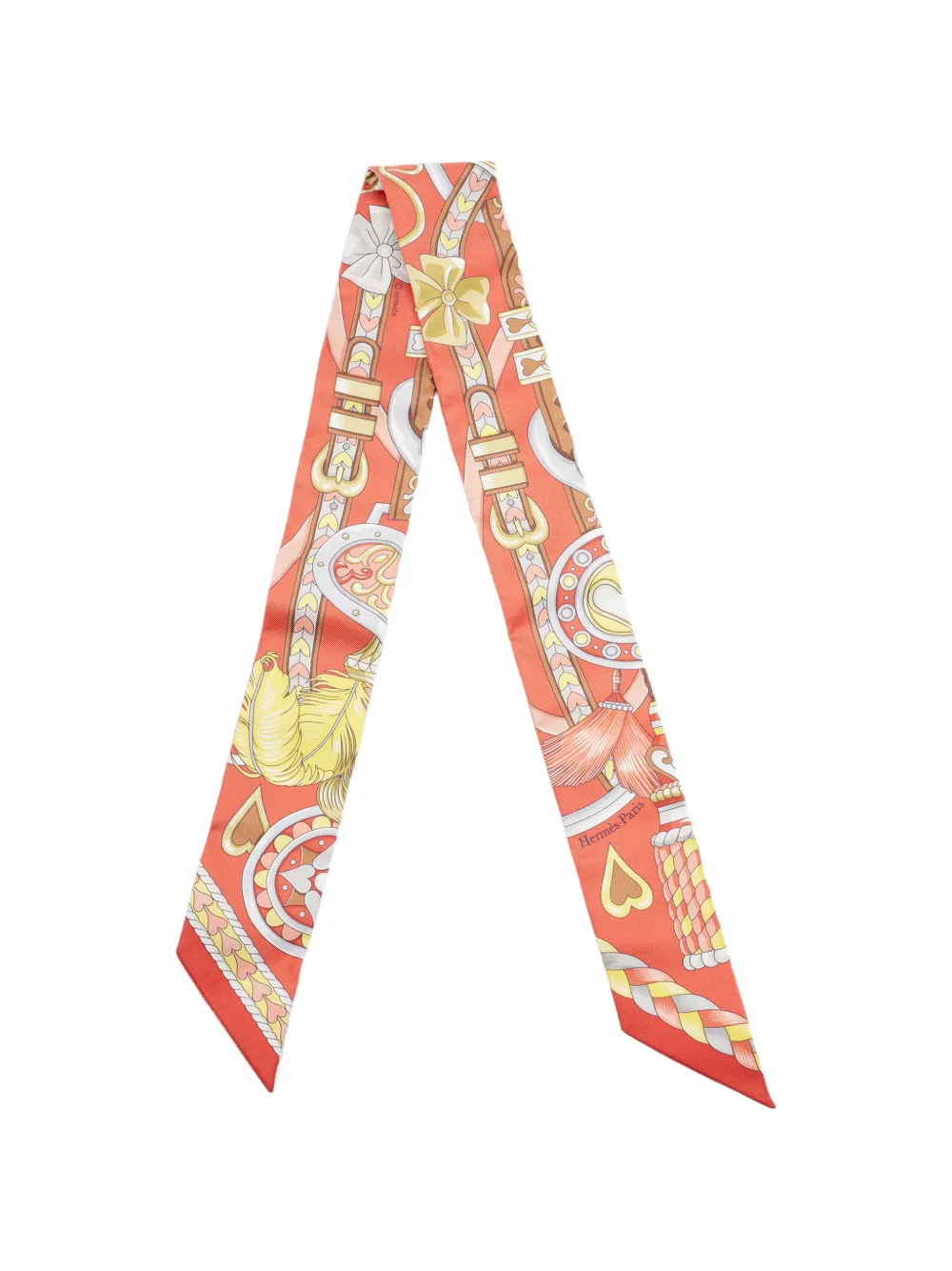 Hermès Pre-Owned Harnais De Coeur Twilly scarf - Orange