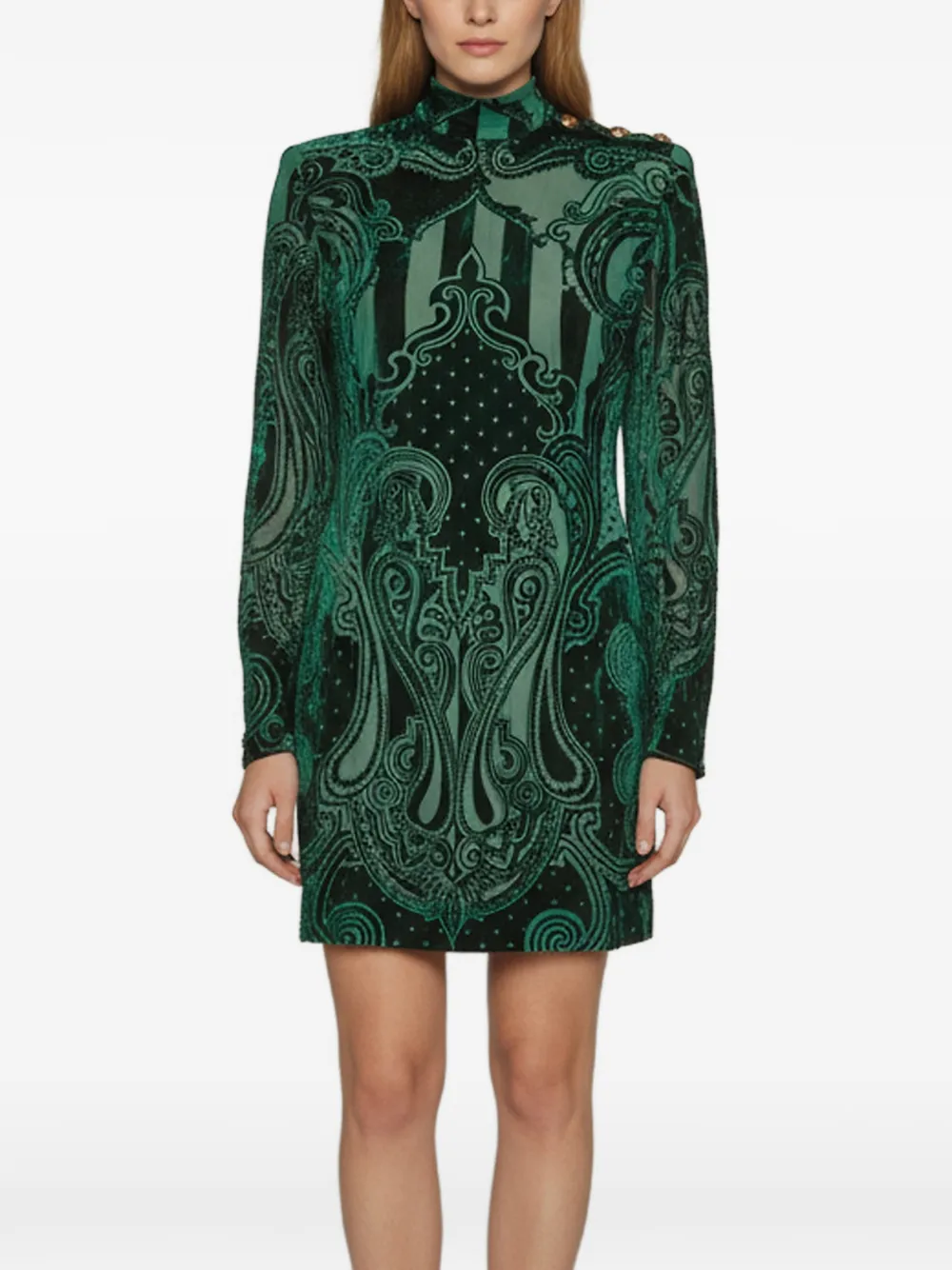 Balmain Pre-Owned Langärmeliges Minikleid - Grün