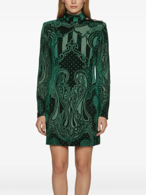 Balmain Pre-Owned high-neck long-sleeve mini dress