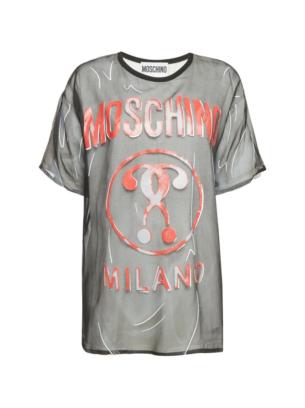 Moschino Pre-Owned robe t-shirt en soie à logo imprimé - Noir