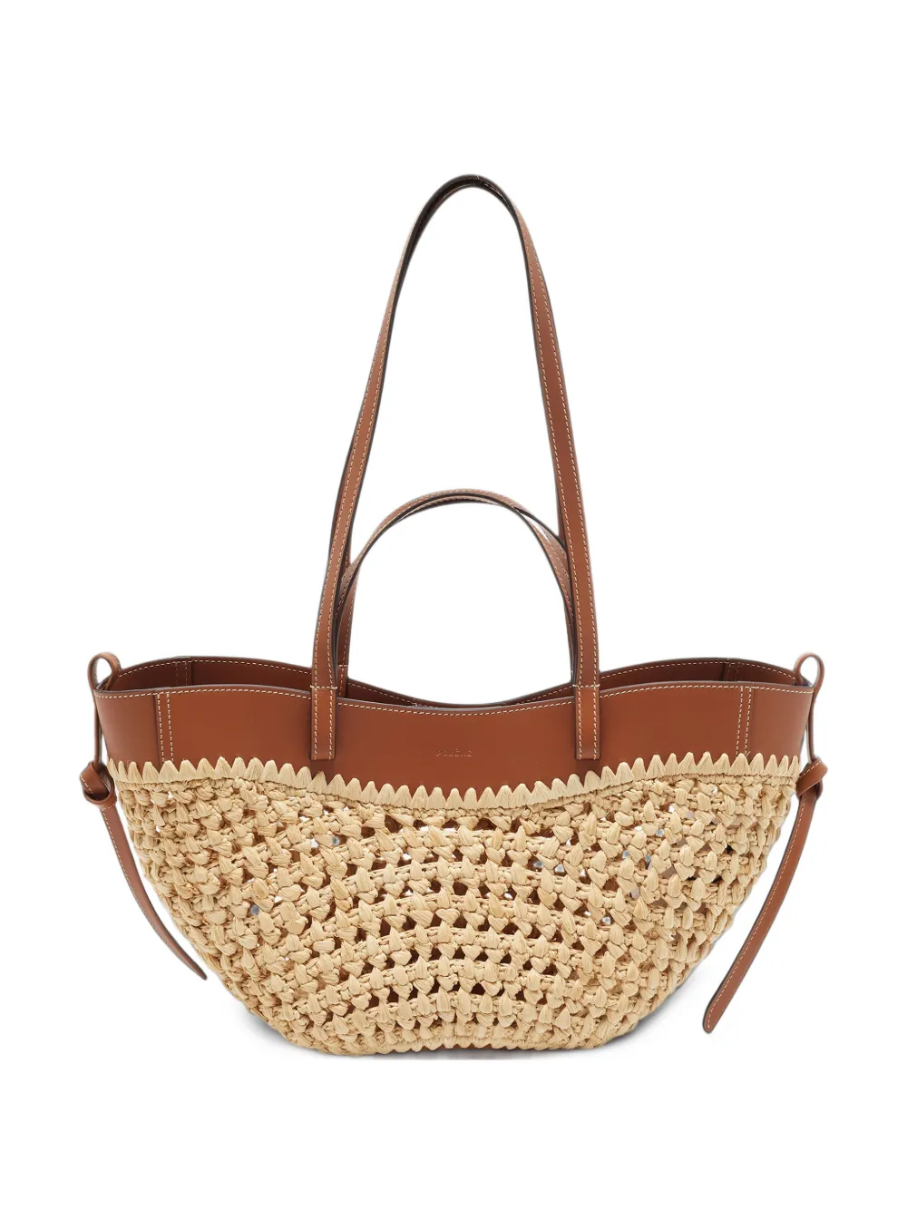 Polène Cyme leather raffia beach bag - Neutrals