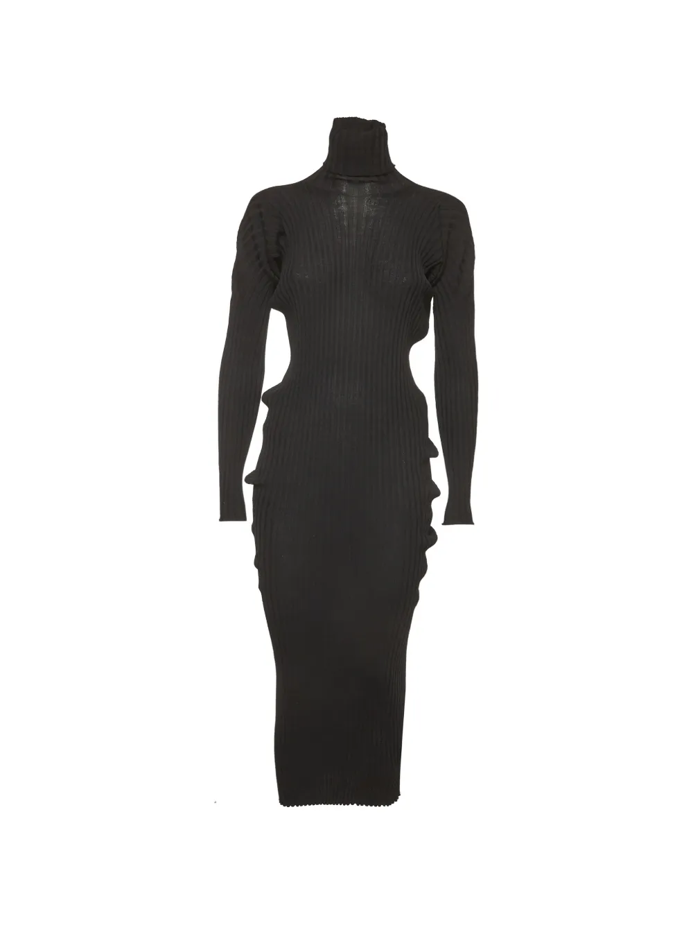 Bottega Veneta Pre-Owned 2020 ribbed-knit turtleneck ruched midi dress - Schwarz