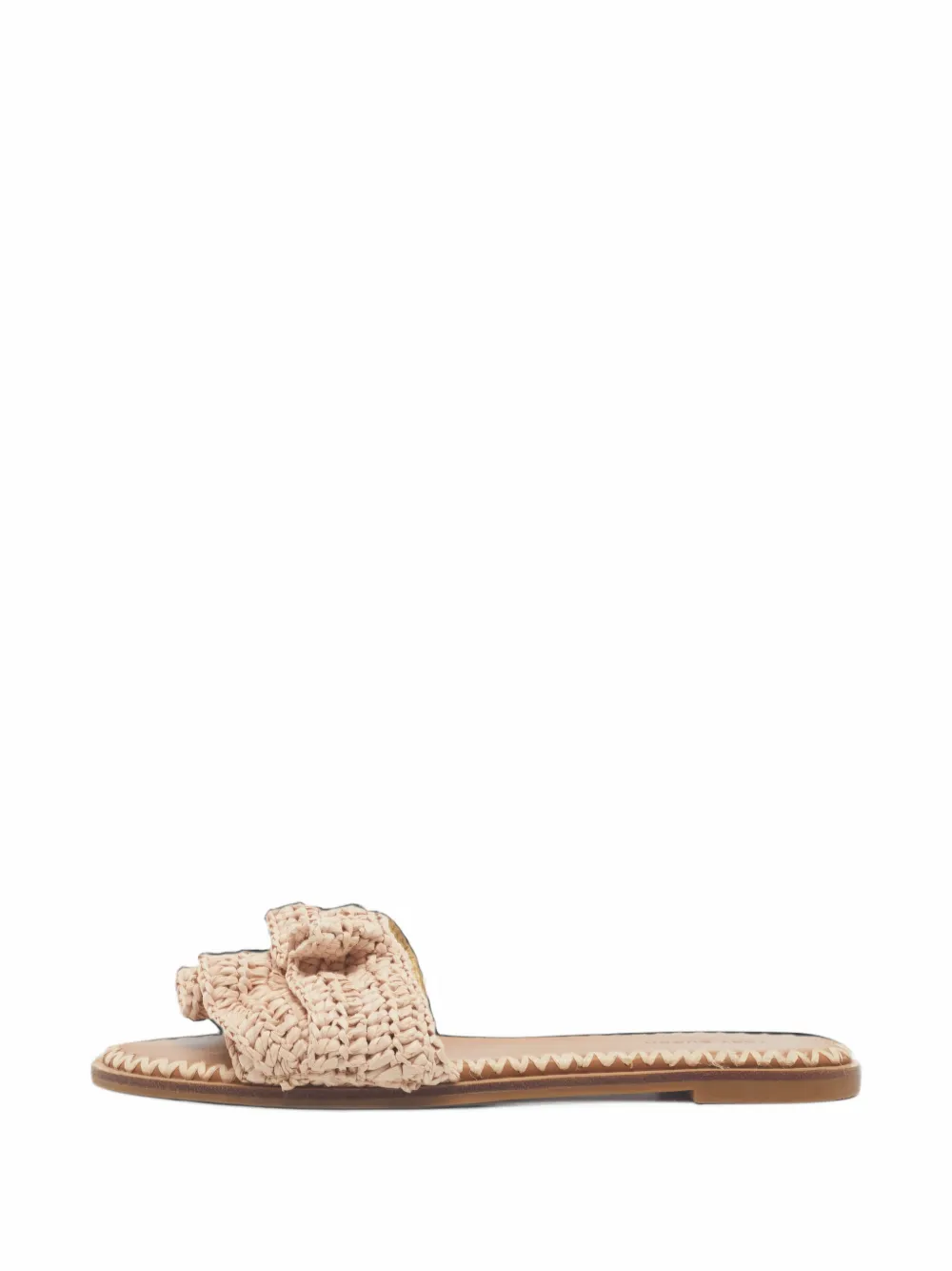 Tory Burch Double T raffia slides - Braun
