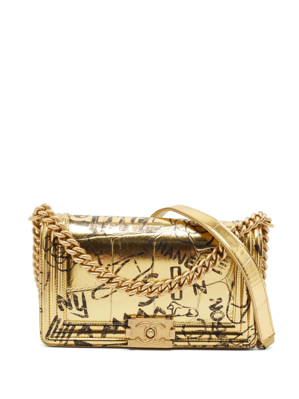CHANEL Pre-Owned 2019-2020 medium Boy Chanel Graffiti shoulder bag - Oro