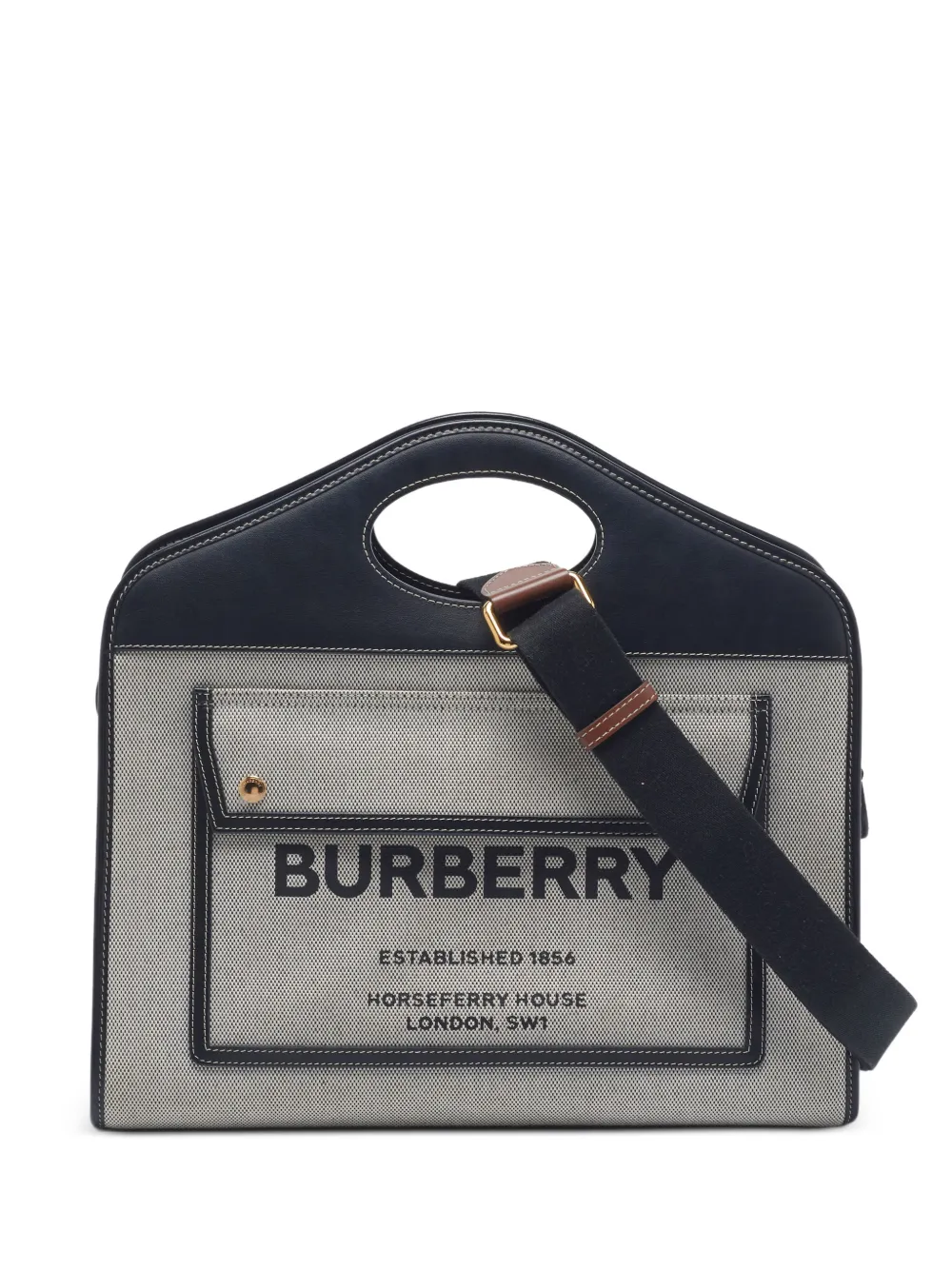 Burberry Pre-Owned medium Pocket leather-trim tote bag - Black
