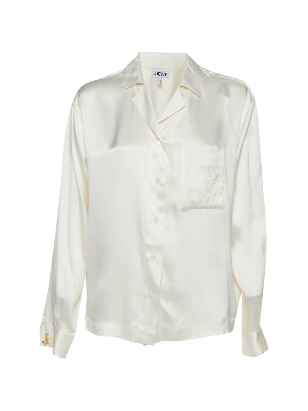 Loewe Pre-Owned Anagram embroidered satin blouse - Nude